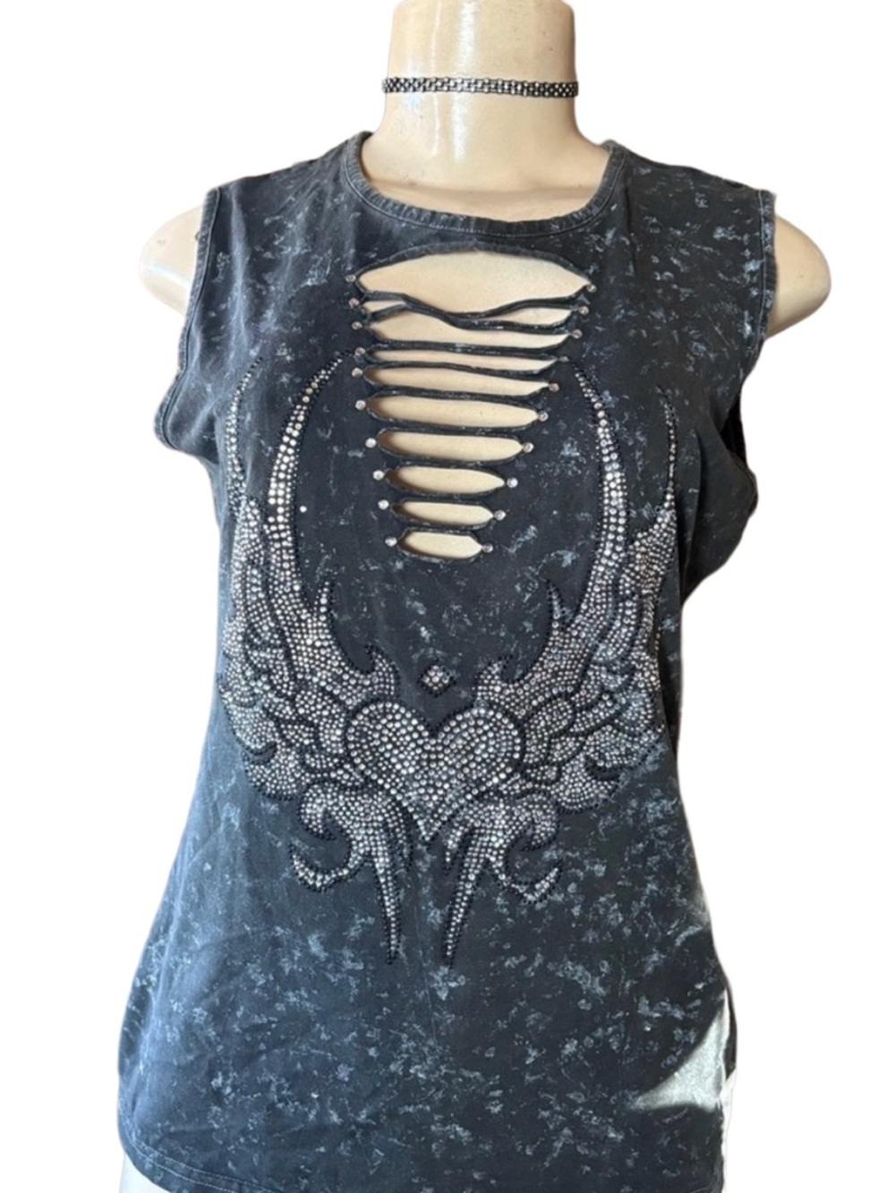Vintage Vance Bikerwear Gray & Blue Tank.